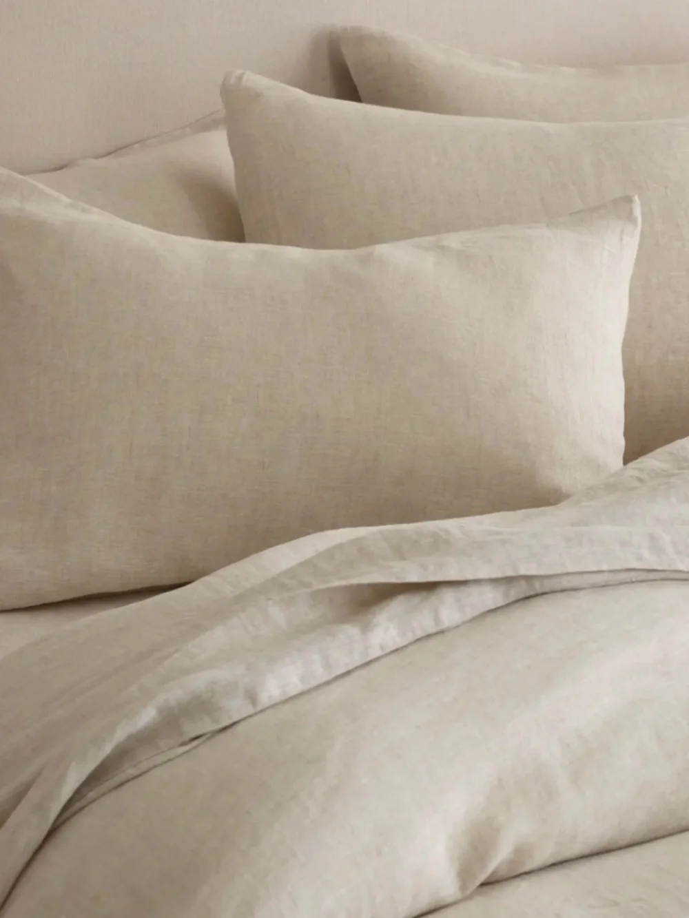 European Linen Sham Set Queen Standard Natural Chambray Tan